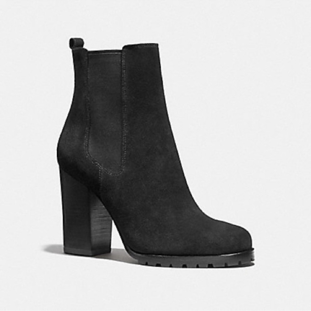 Coach Odelle Black Suede High Heel Ankle Boots 7.5